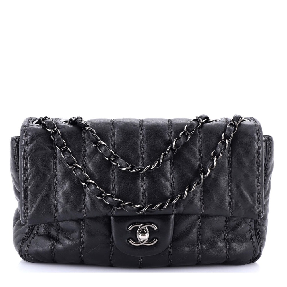 Chanel Vertical Stitch Flap Bag Quilted Lambskin Medium